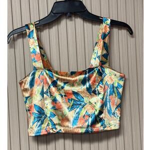 Água da Ilha Tropical Floral Jacquard Crop Top Size M